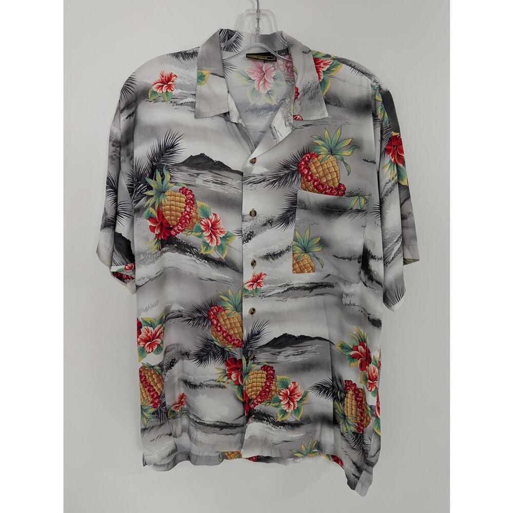 Monzini Collection Men's Hawaiian Shirt Size Medium Oversized Pineapple Beach